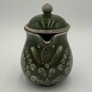 Vintage Signed Kohler Folk Art Pottery Pitcher, Floral